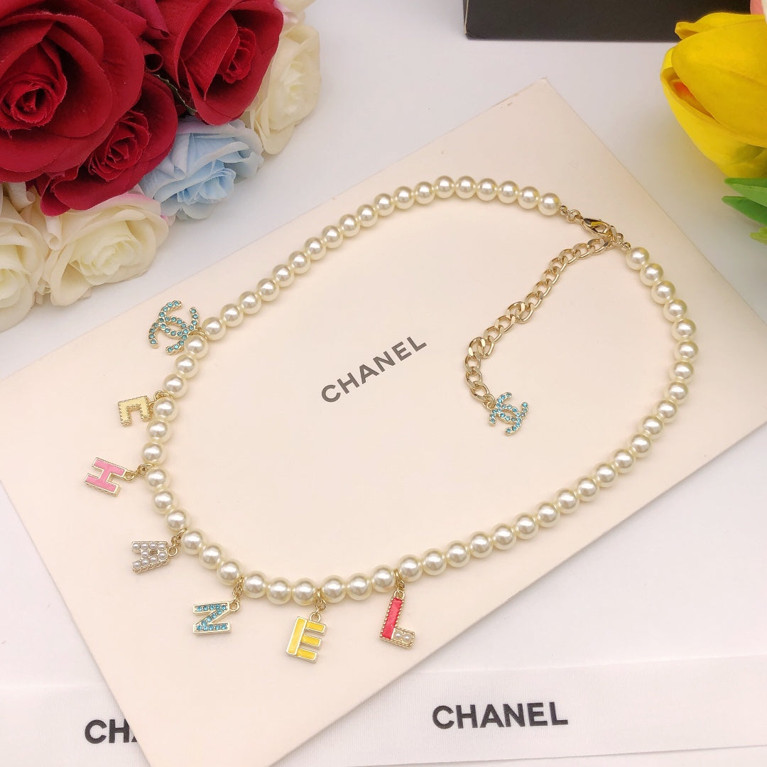 18K Dior Script Pearls Necklace